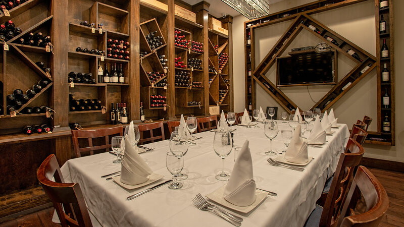 Wine room with set table