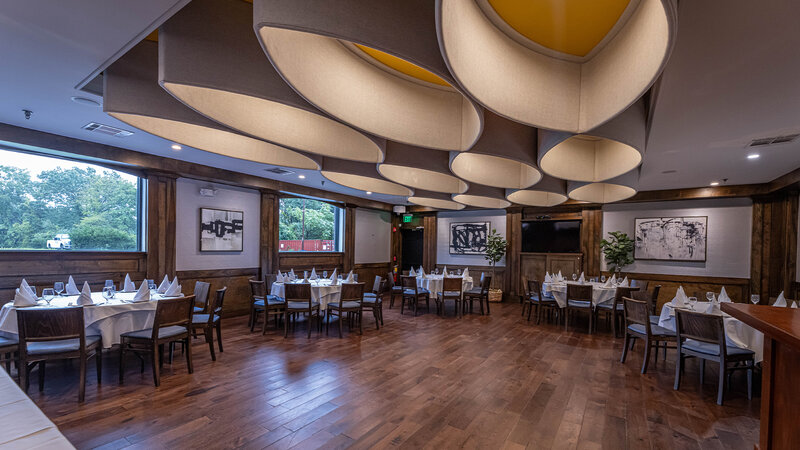 Gold room with many set tables and room for dancing - Barka - Gallery Photo 1 Gold room with many set tables and room for dancing